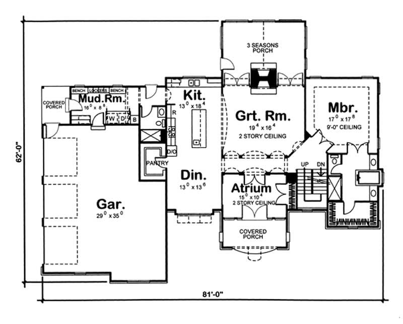 Floor Plan First Story of European Plan #100-1132