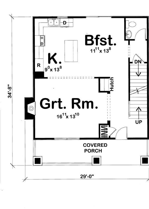 Floor Plan First Story of Craftsman Plan #100-1133