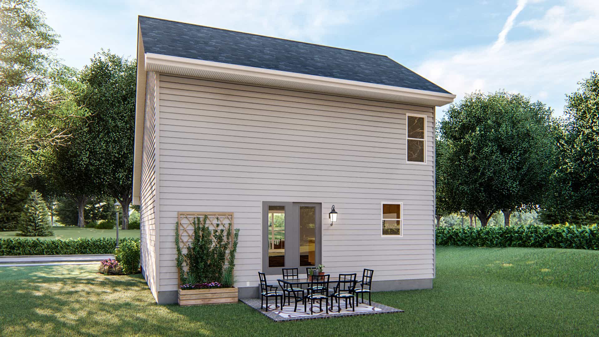 Rear View of this 2-Bedroom, 1441 Sq Ft Plan - 100-1133
