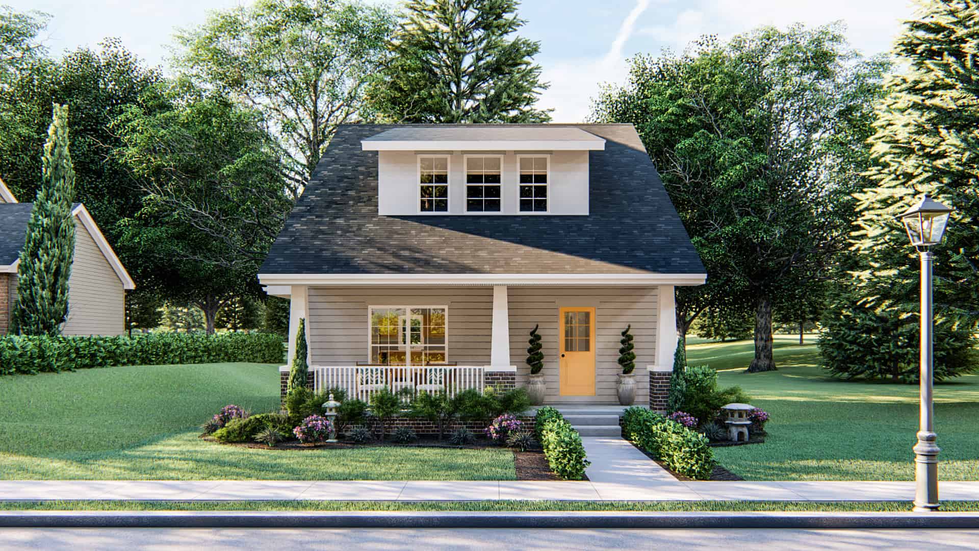 This is a computer rendering of these Craftman Home Plans.