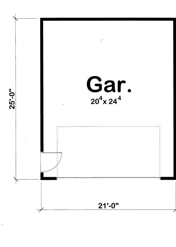 Floor Plan First Story of Garage Plan #100-1134