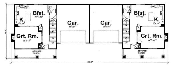 Floor Plan First Story of Craftsman Plan #100-1135