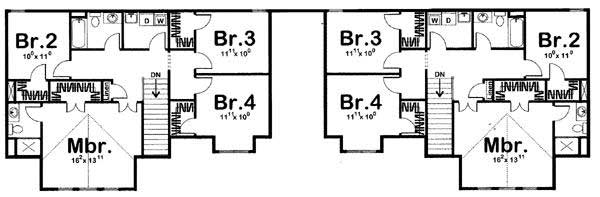 Floor Plan Second Story of Craftsman Plan #100-1135