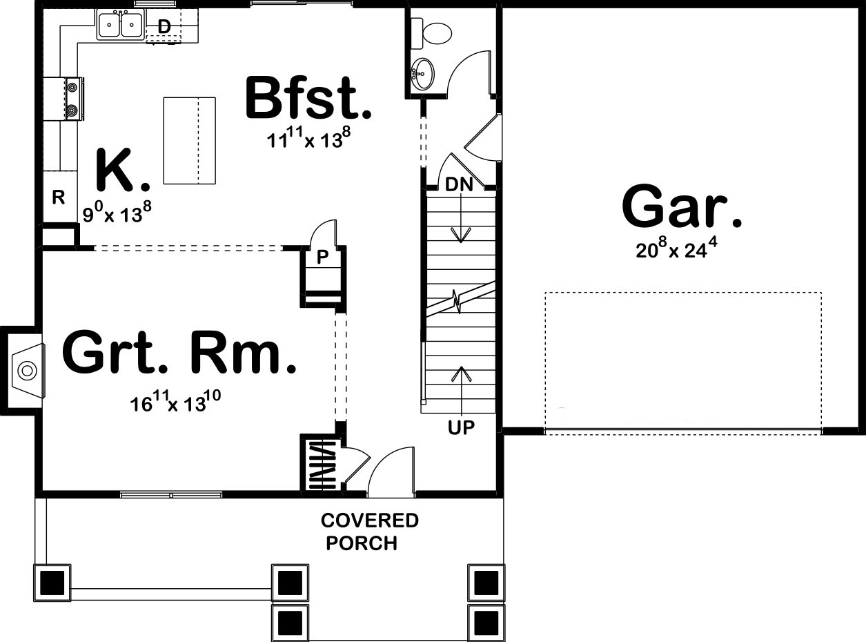 Floor Plan First Story of Country Plan #100-1136