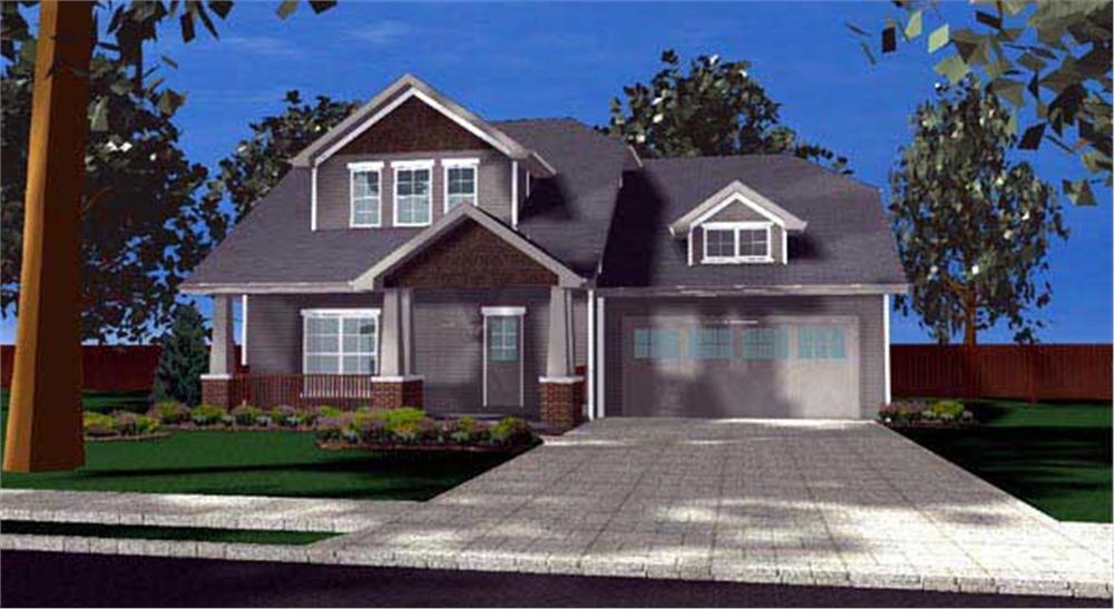 Front View of this 3-Bedroom, 1618 Sq Ft Plan - 100-1137