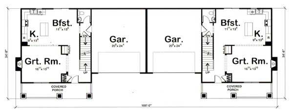 Floor Plan First Story of Contemporary Plan #100-1138