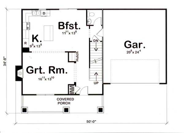 Floor Plan First Story of Ranch Plan #100-1139