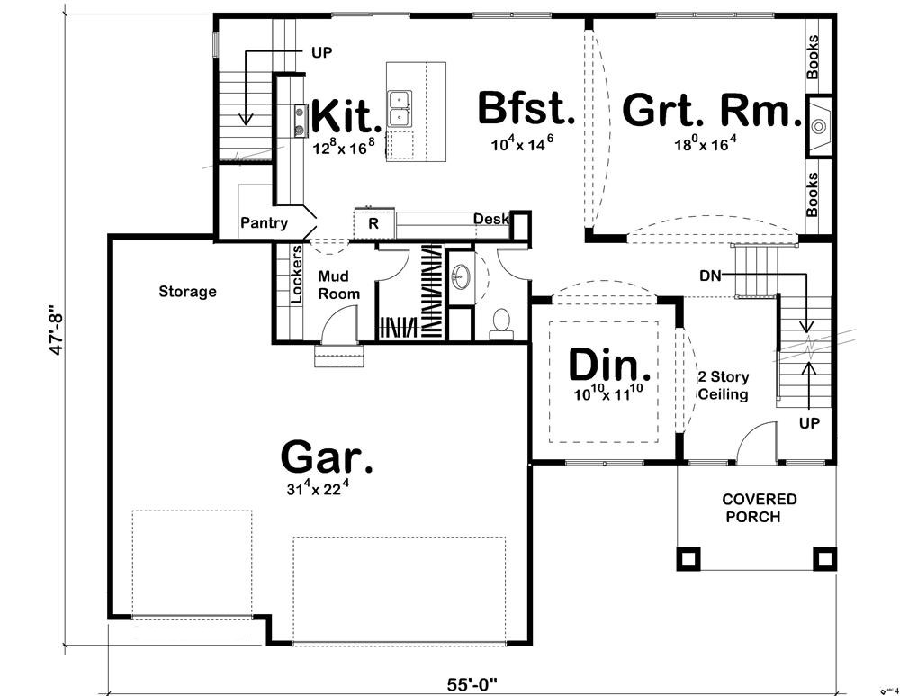 Floor Plan First Story of Contemporary Plan #100-1140