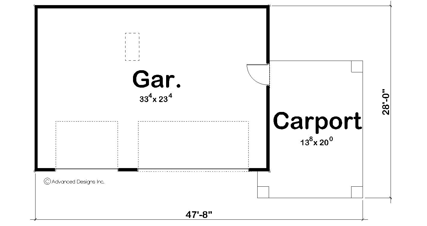 Floor Plan First Story of Garage Plan #100-1141