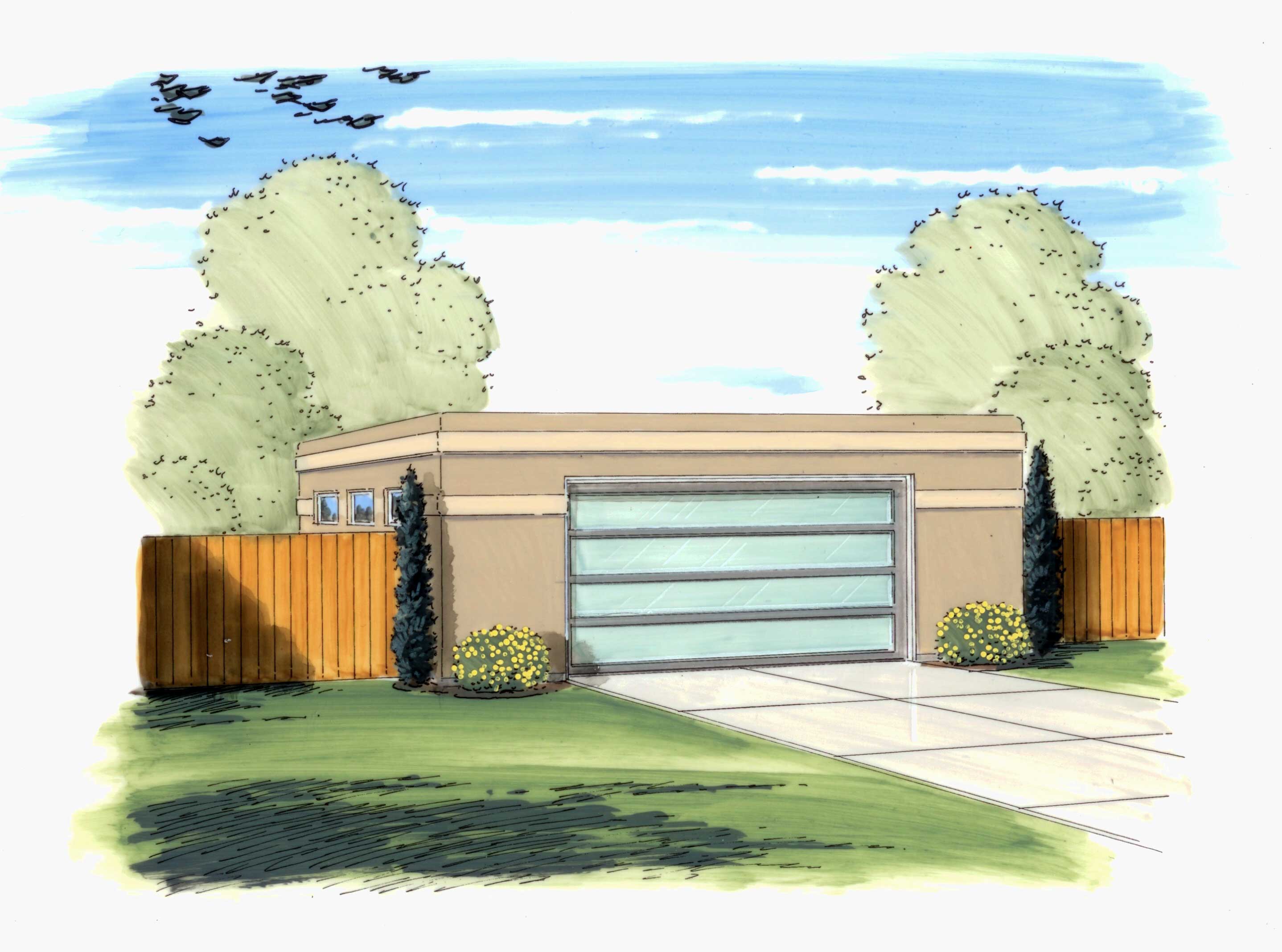 This is an artist's rendering of these Garage Plans.