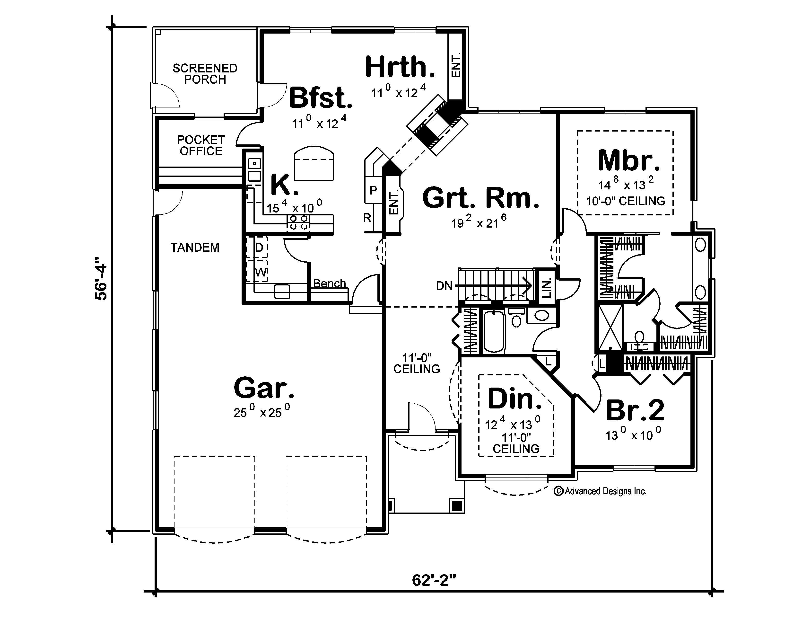 Floor Plan First Story of European Plan #100-1145
