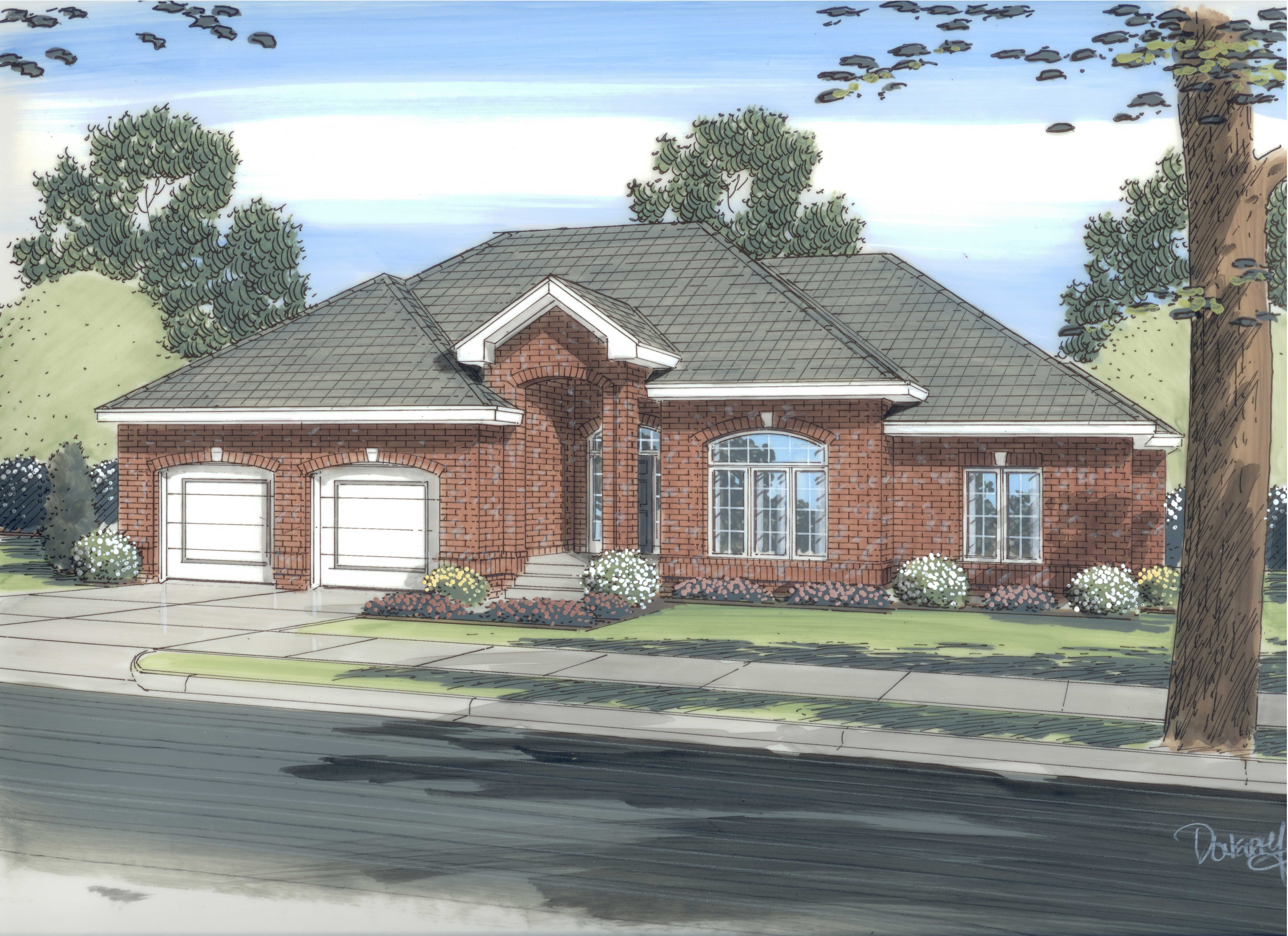 This image is a colorful rendering of these European Homeplans.