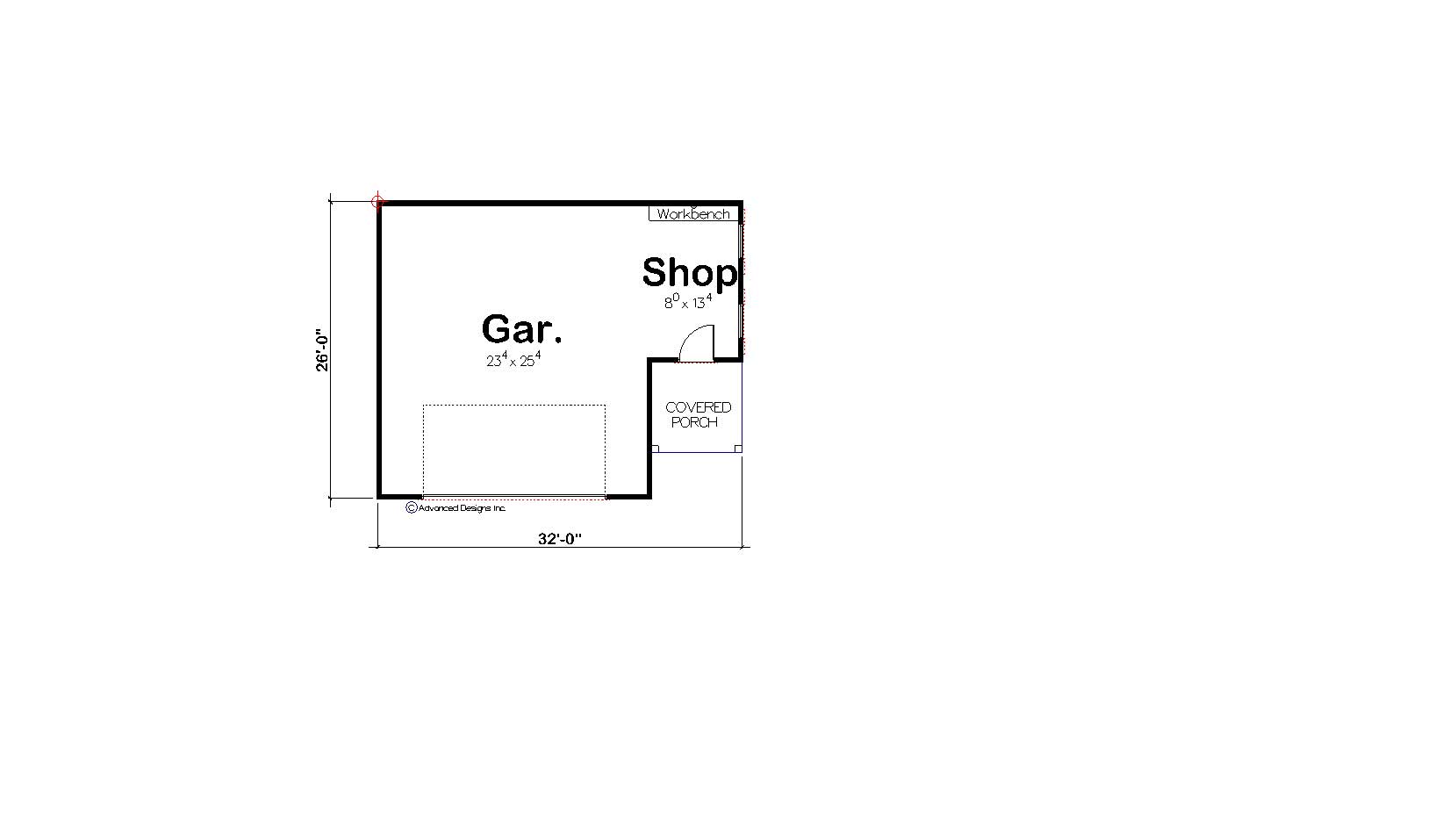 Floor Plan First Story of Garage Plan #100-1149