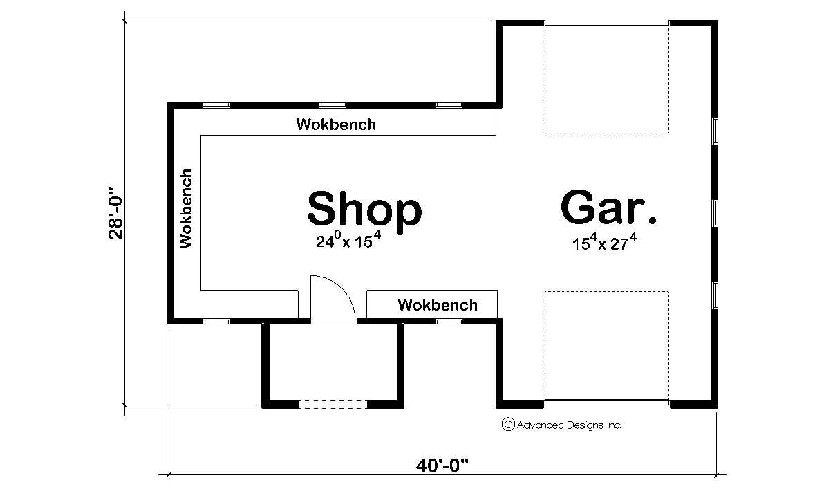 Floor Plan First Story of Garage Plan #100-1154