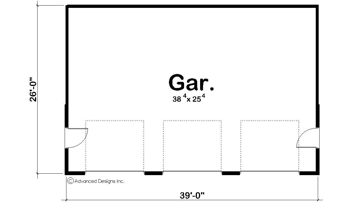 Floor Plan First Story of Garage Plan #100-1155