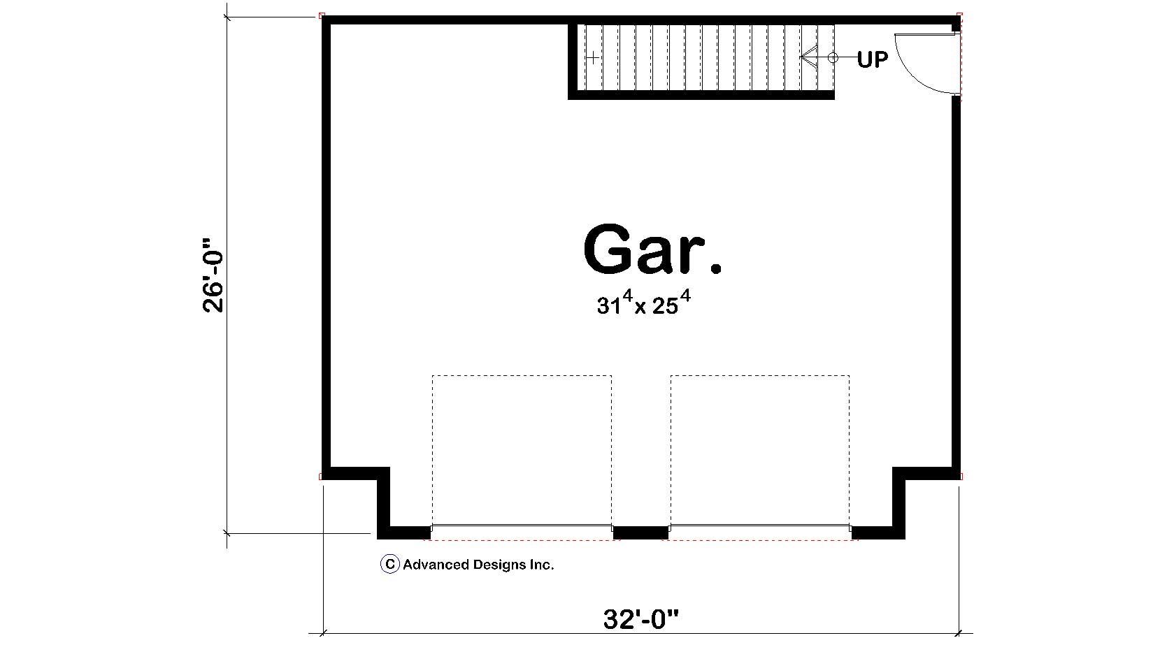 Floor Plan First Story of Garage Plan #100-1157