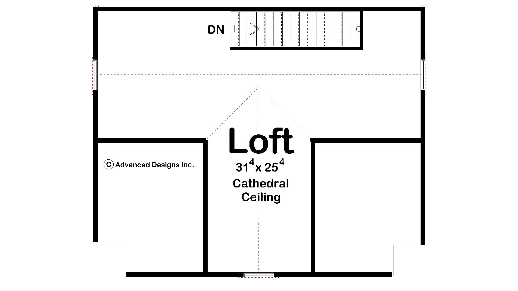 Floor Plan Second Story of Garage Plan #100-1157