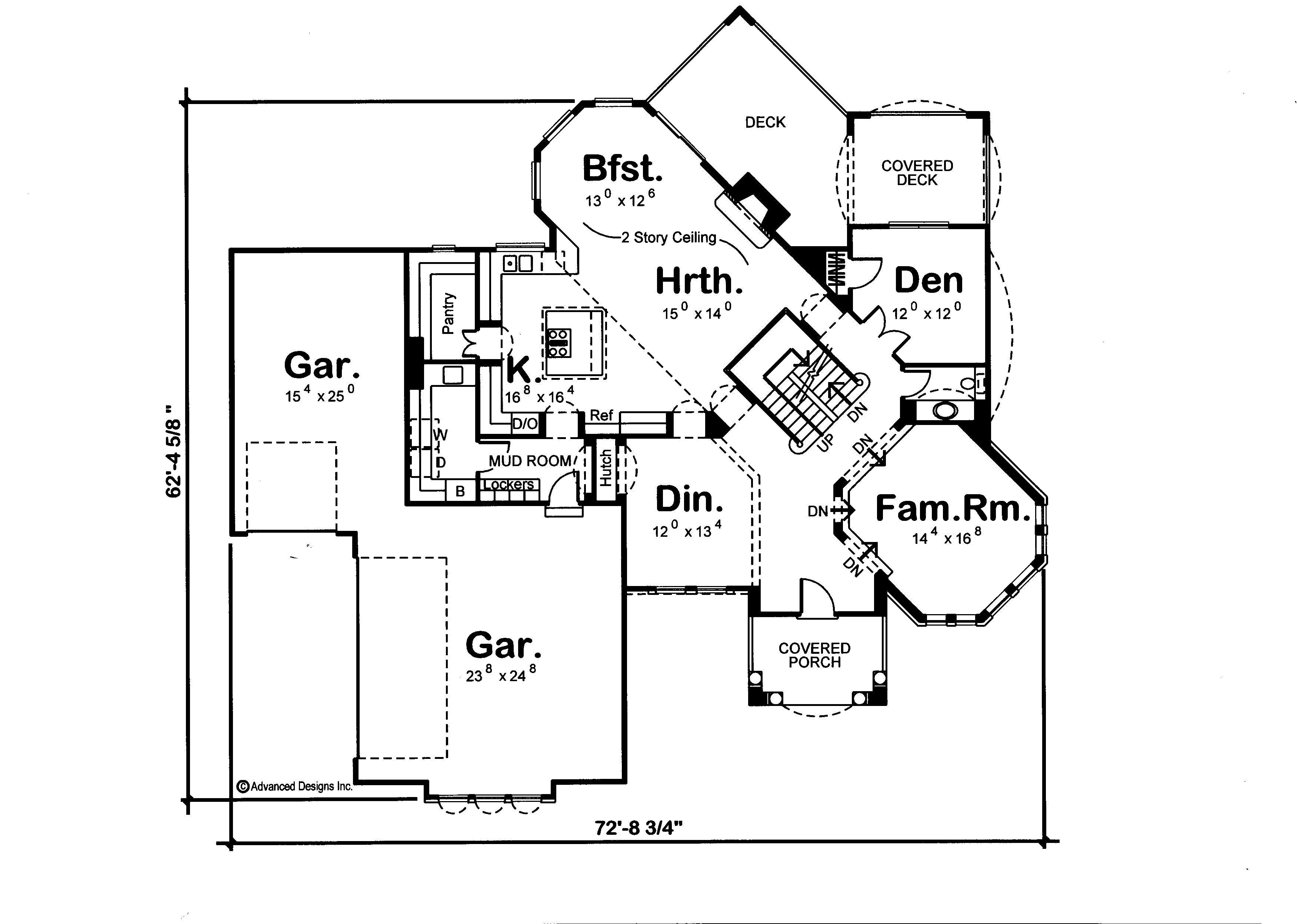 Floor Plan First Story of European Plan #100-1158