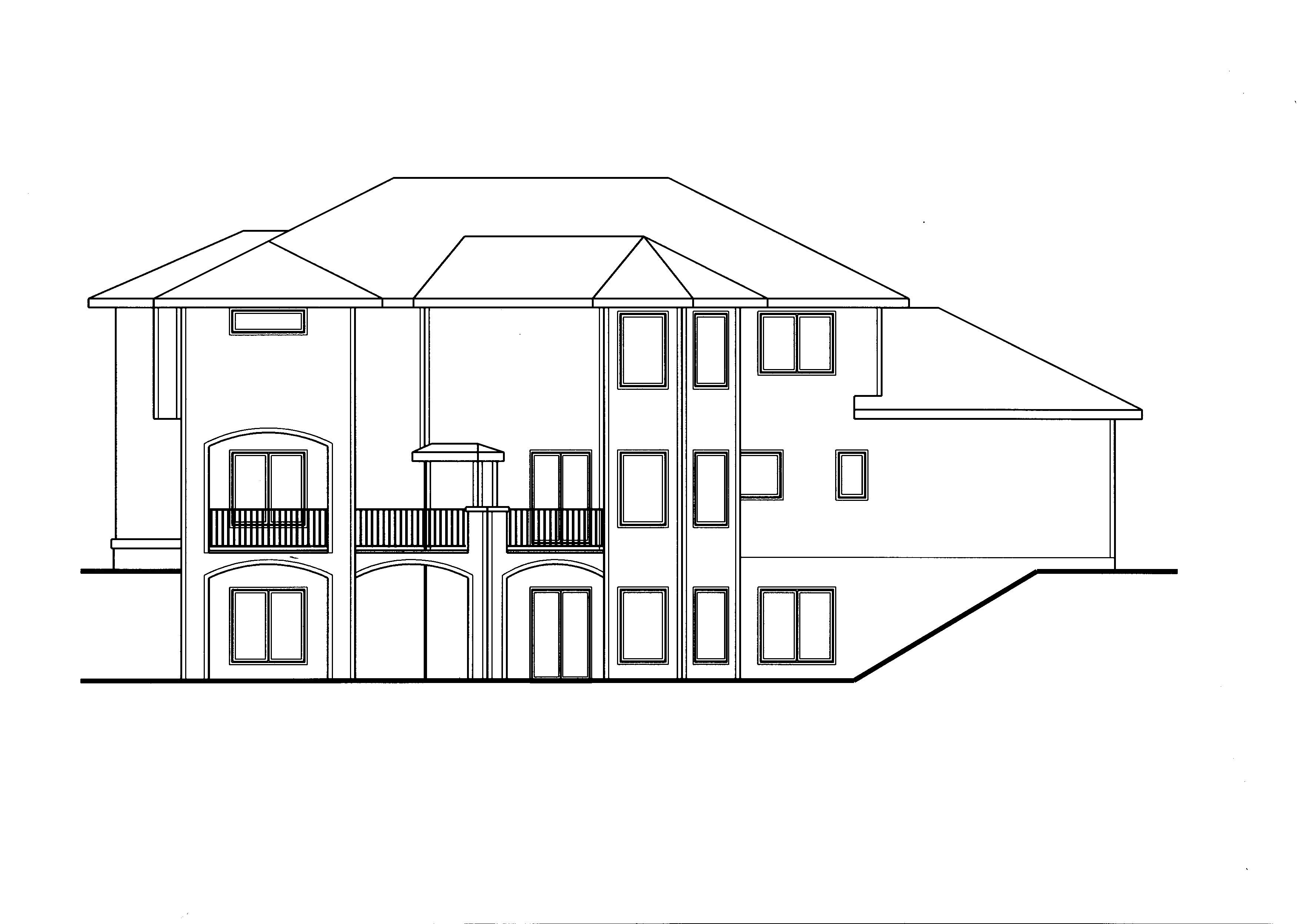 Home Plan Rear Elevation of this 4-Bedroom,3086 Sq Ft Plan -100-1158