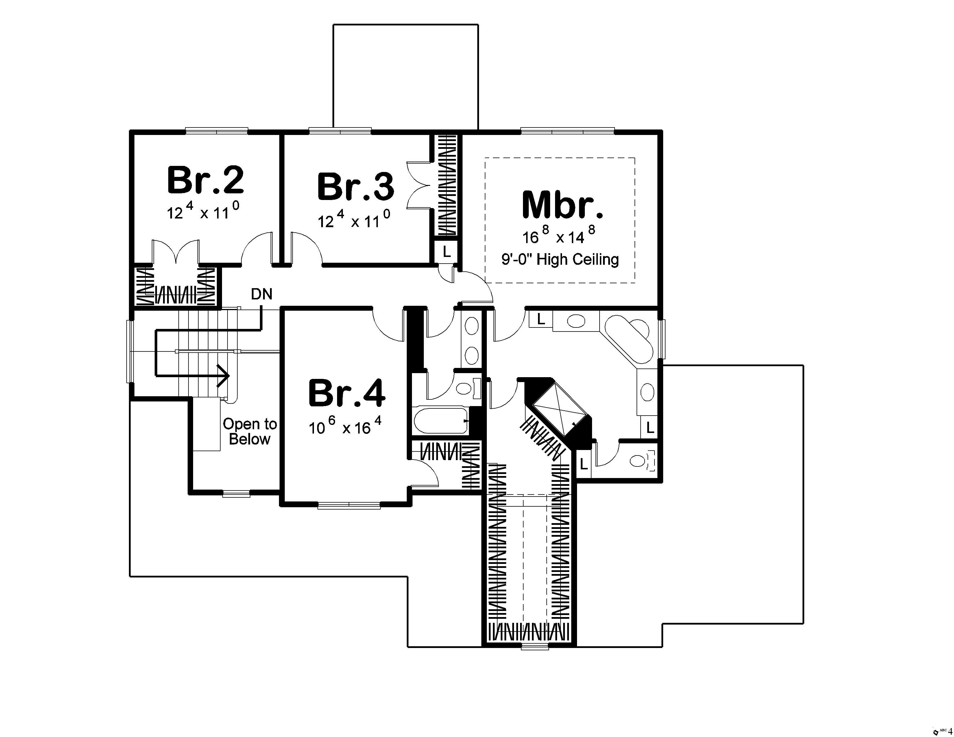 Floor Plan Second Story of Country Plan #100-1159