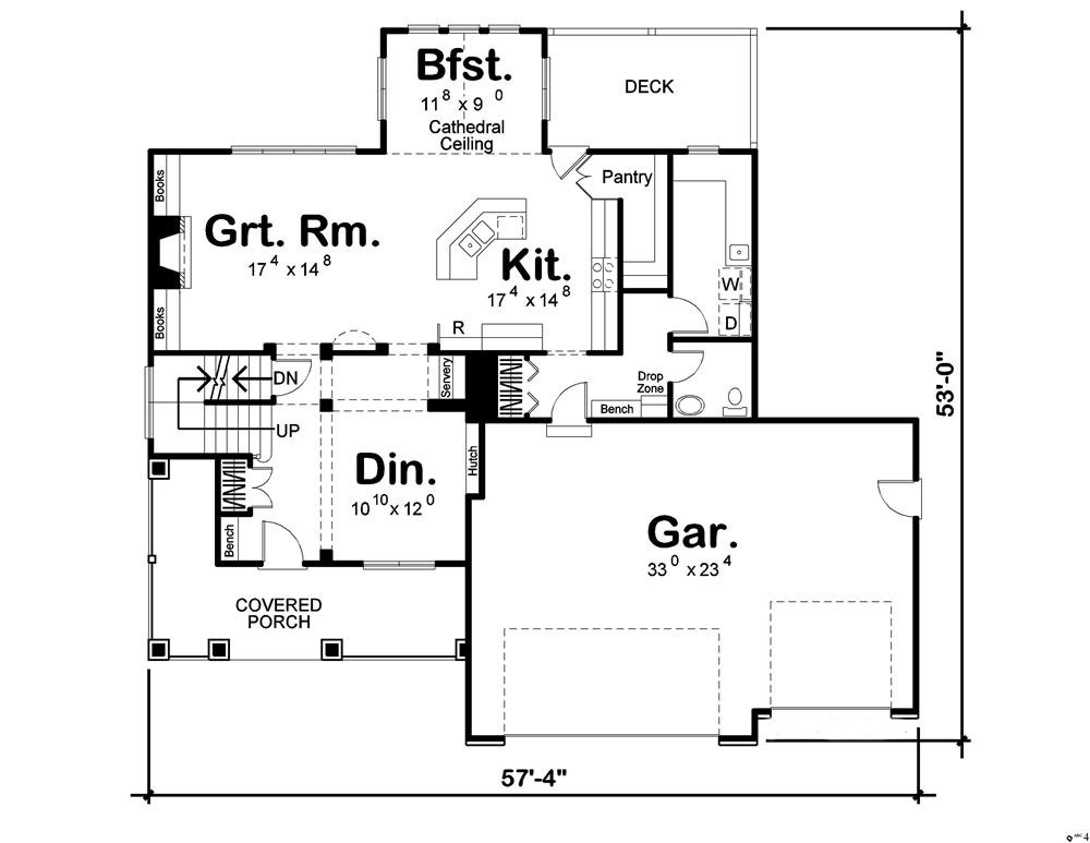 Floor Plan First Story of Country Plan #100-1159