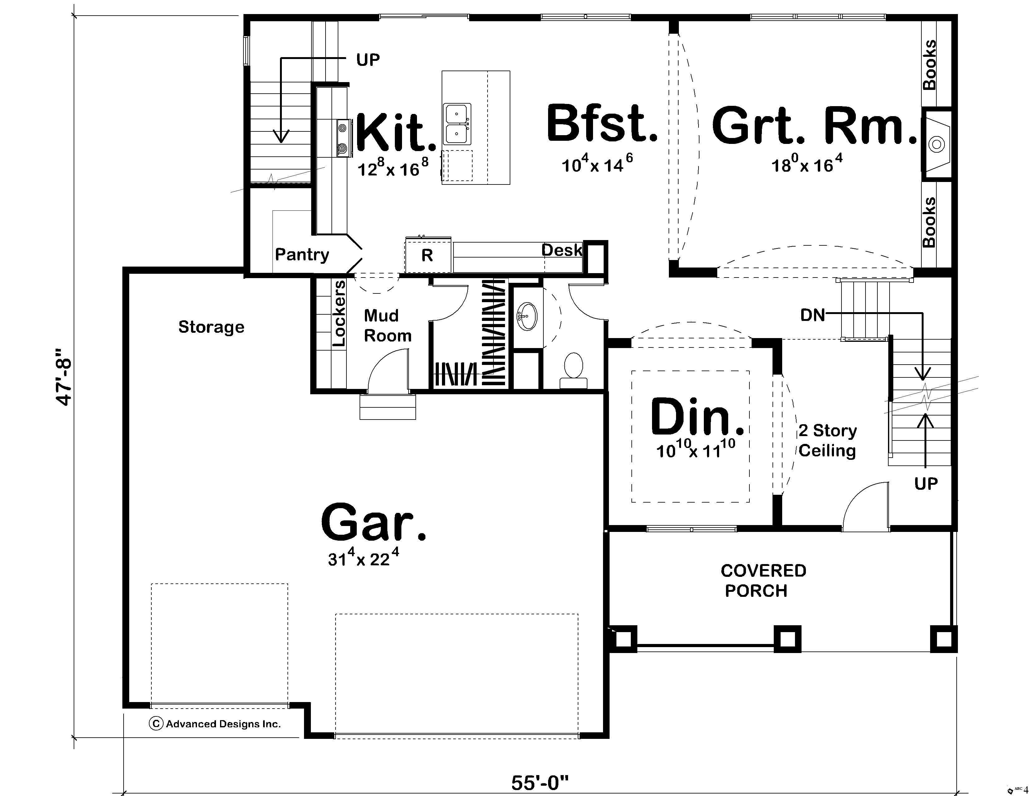 Floor Plan First Story of Cape Cod Plan #100-1160