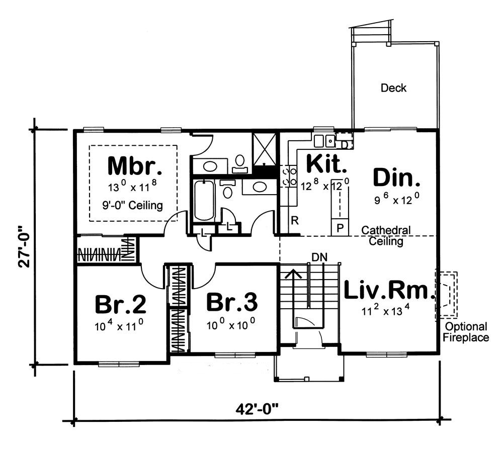 Floor Plan First Story of Country Plan #100-1165