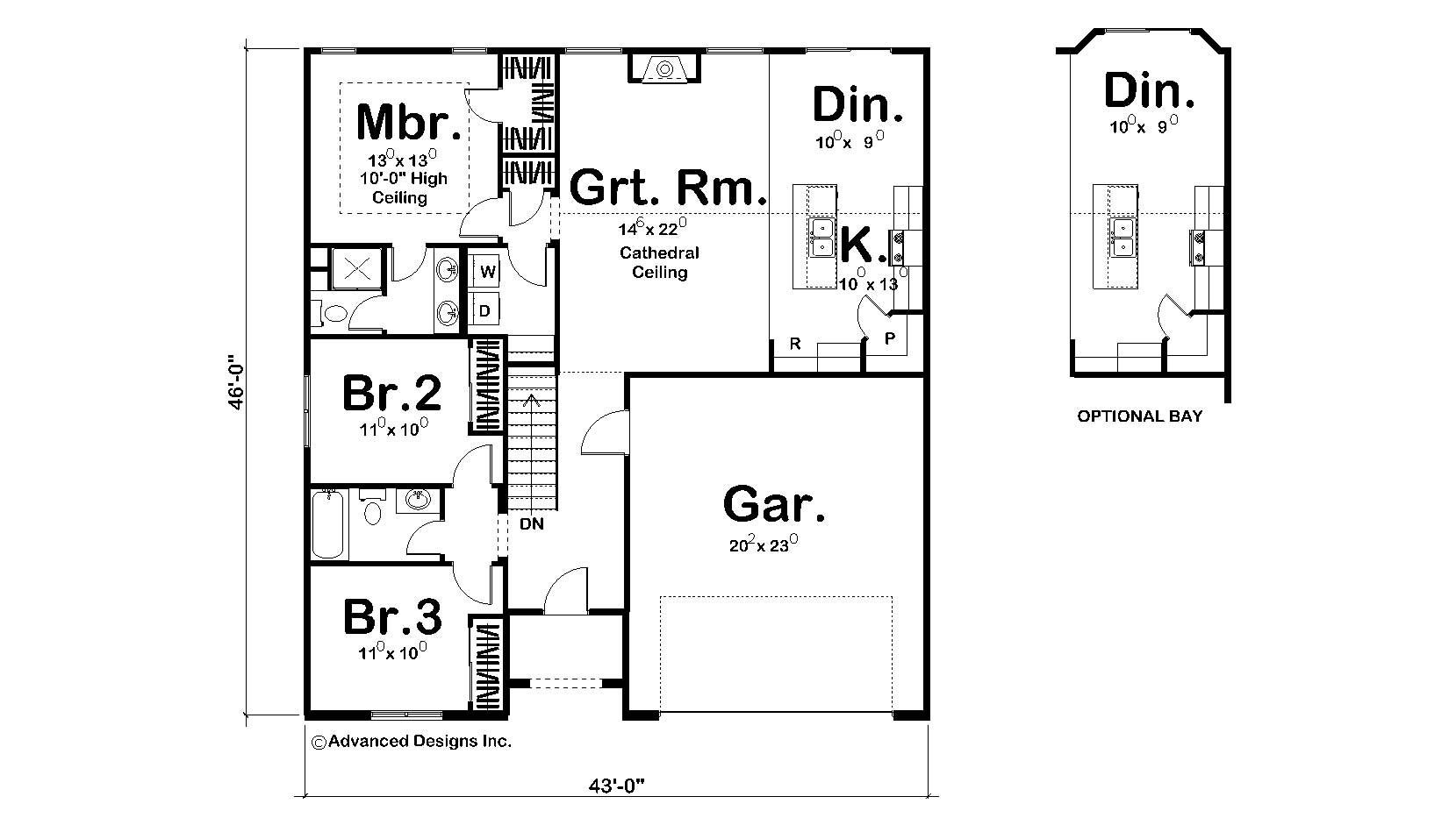 Floor Plan First Story of Country Plan #100-1168