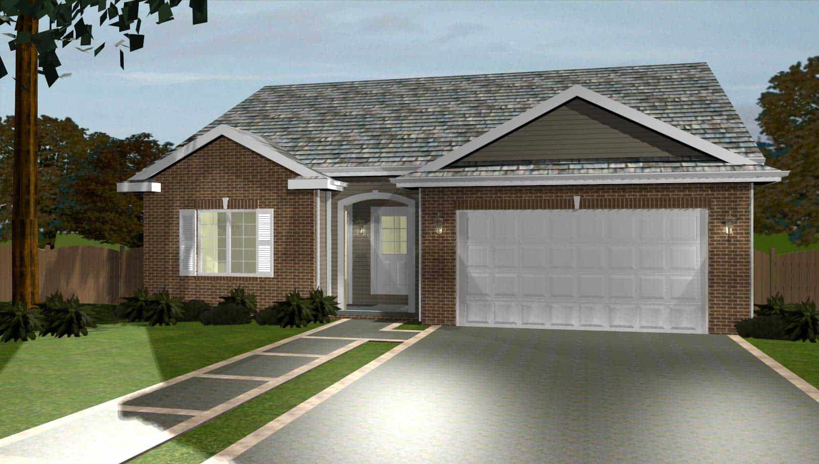 Front View of this 3-Bedroom, 1438 Sq Ft Plan - 100-1168