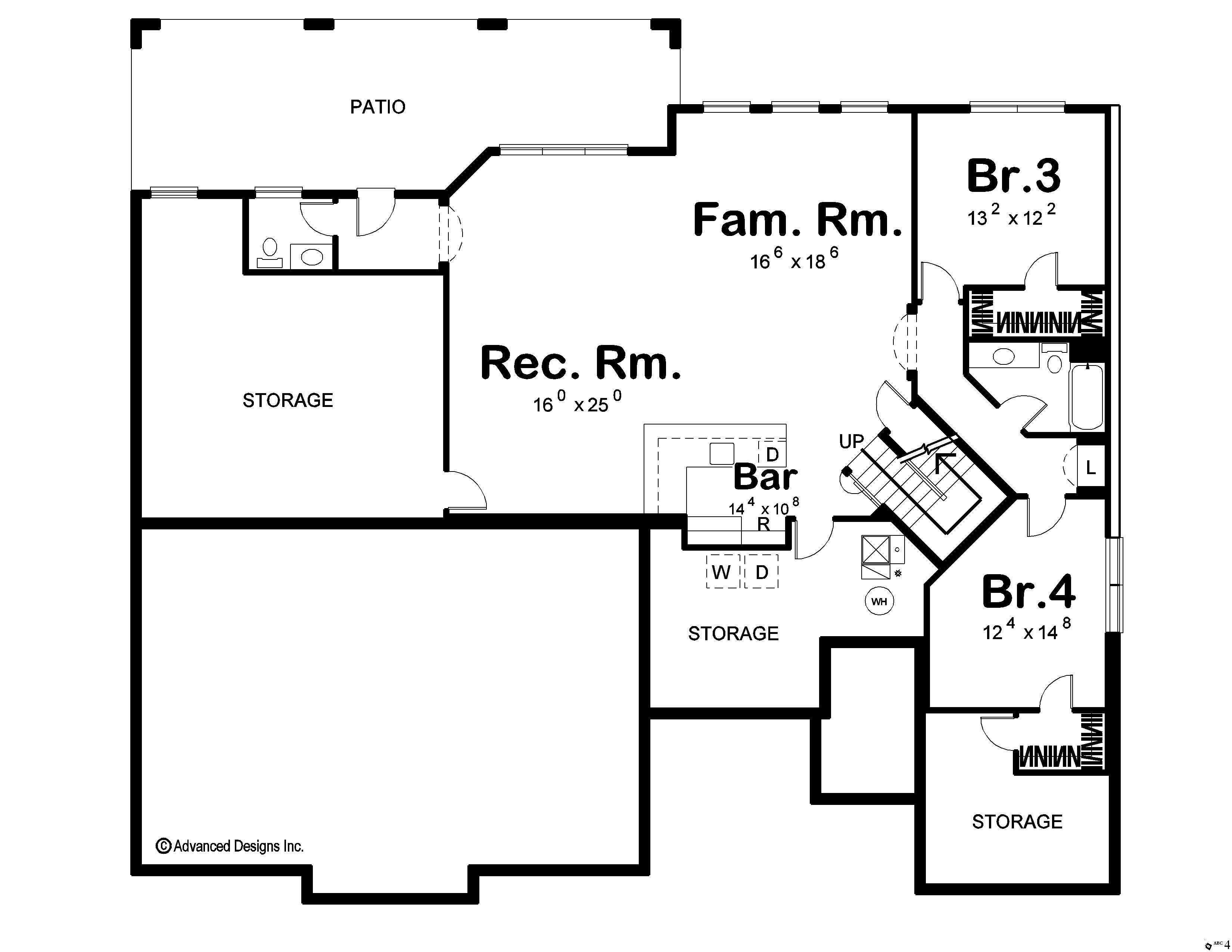 Floor Plan Basement of French Plan #100-1169