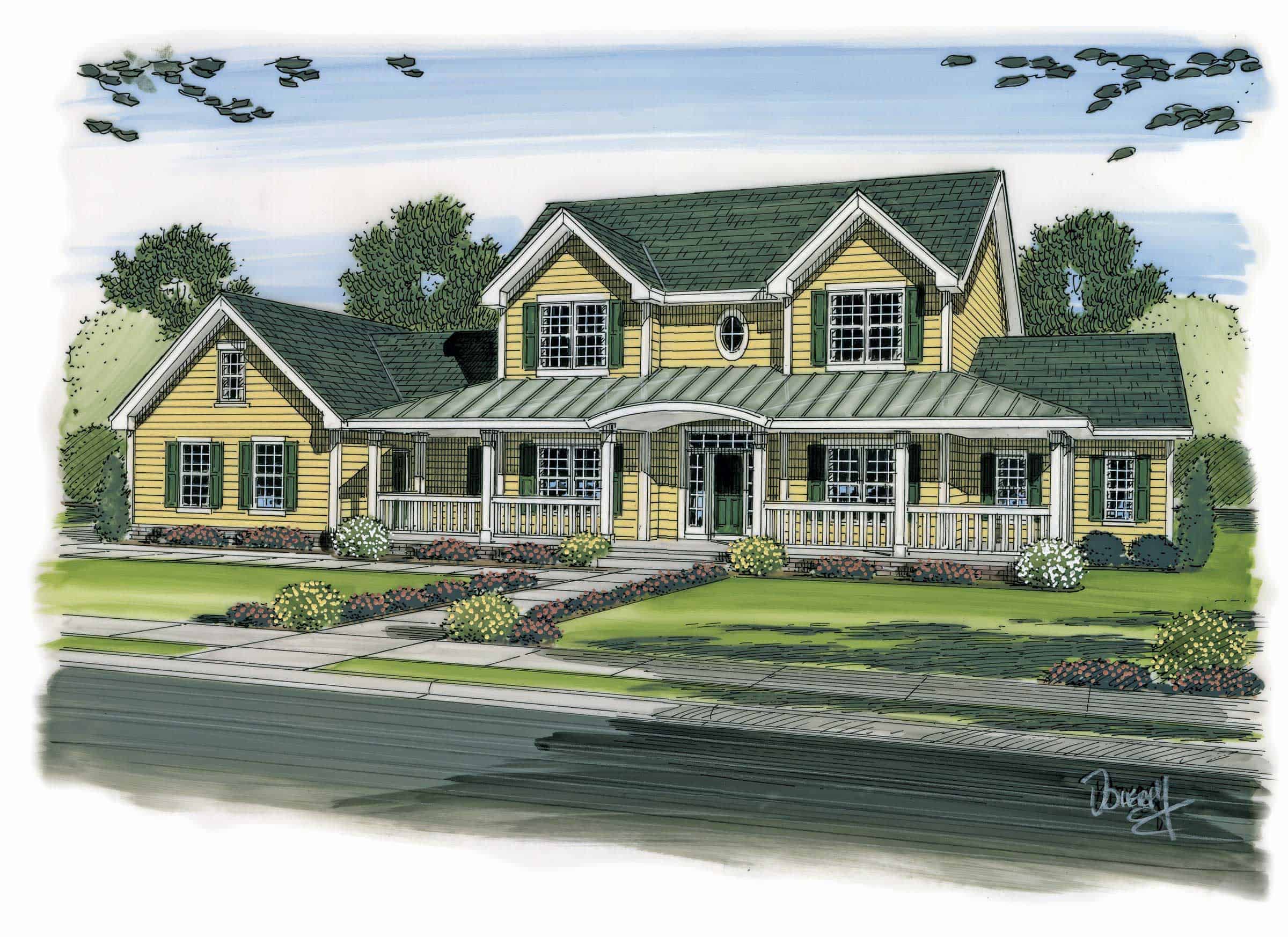 Front View of this 4-Bedroom, 3142 Sq Ft Plan - 100-1172
