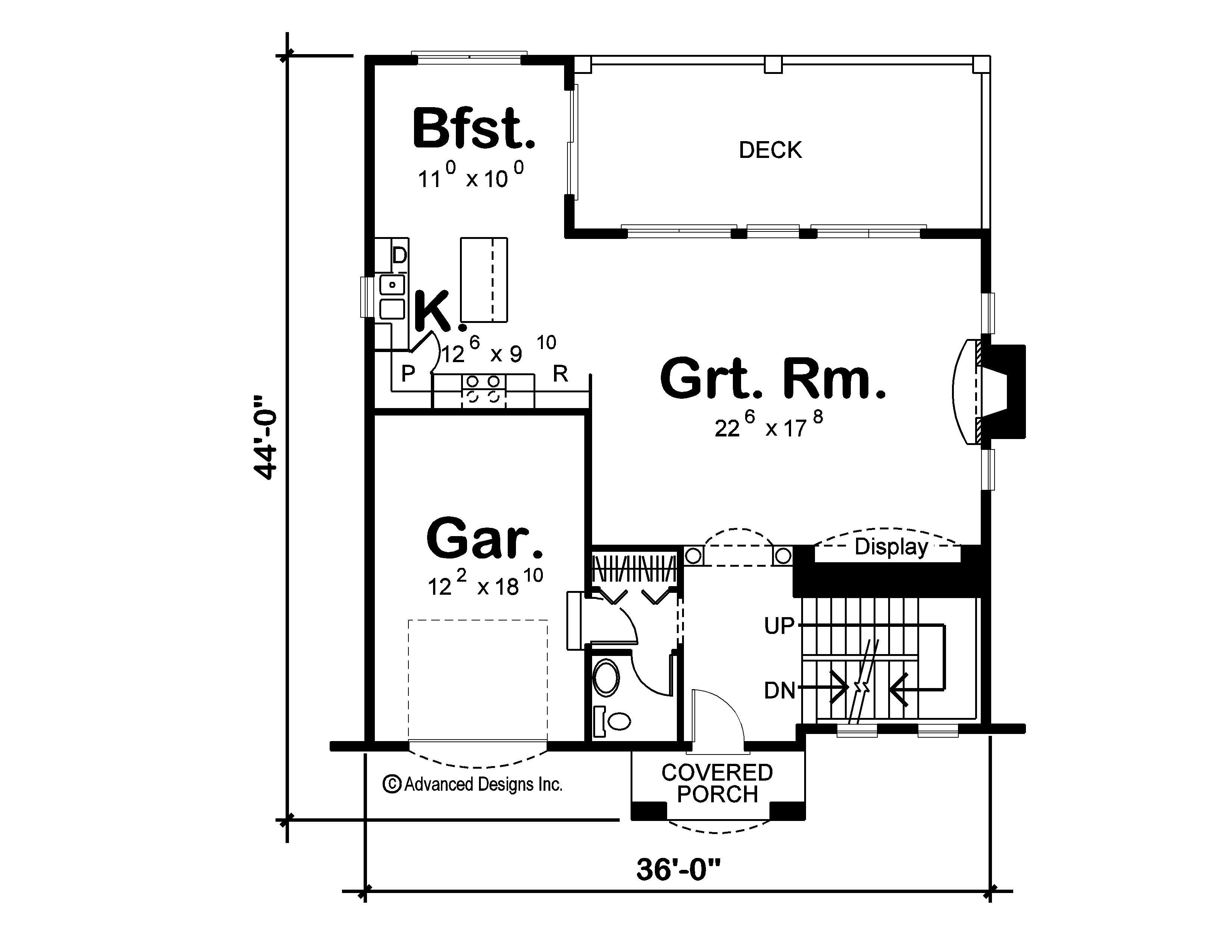 Floor Plan First Story of European Plan #100-1173