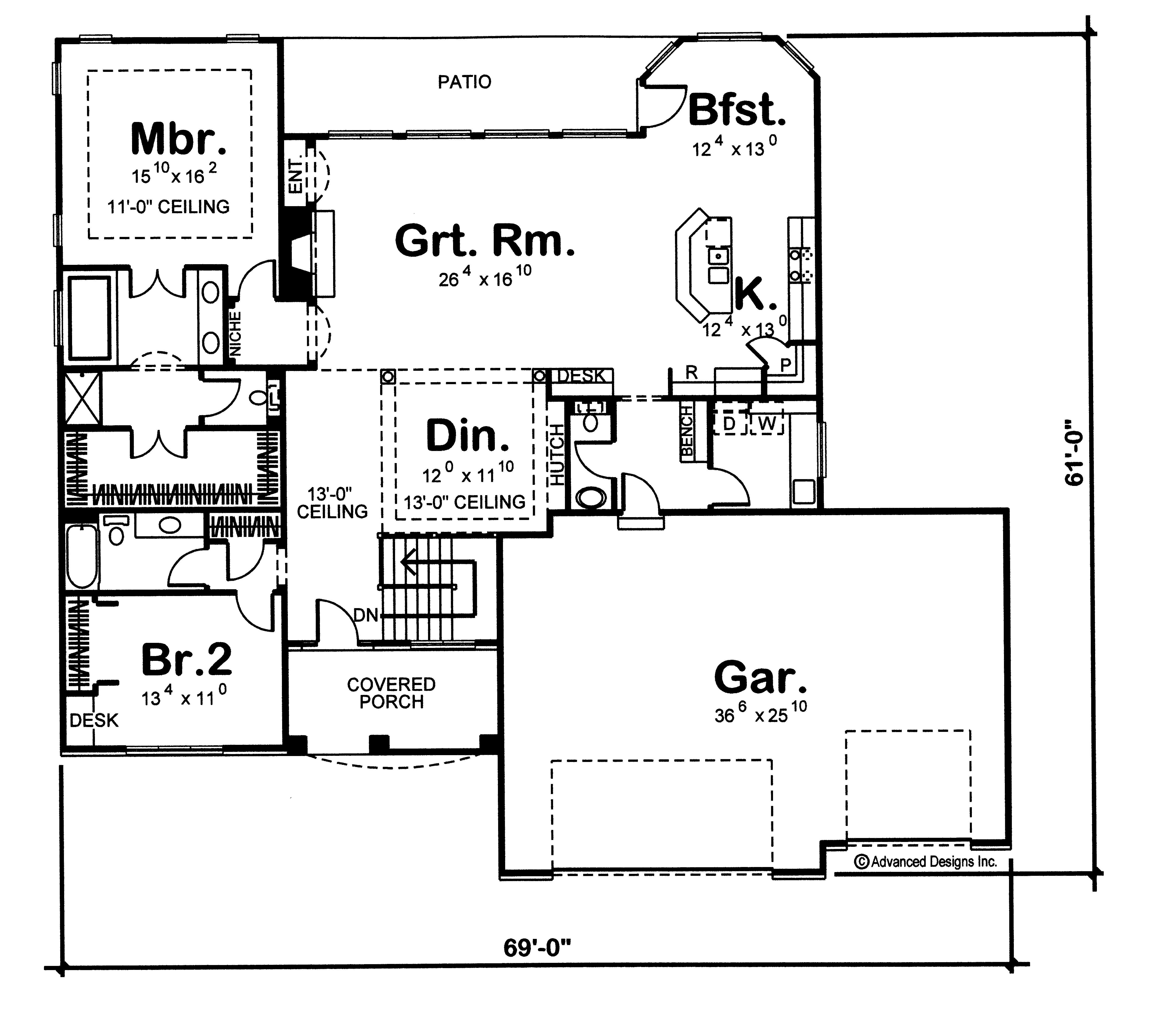 Floor Plan First Story of Country Plan #100-1174