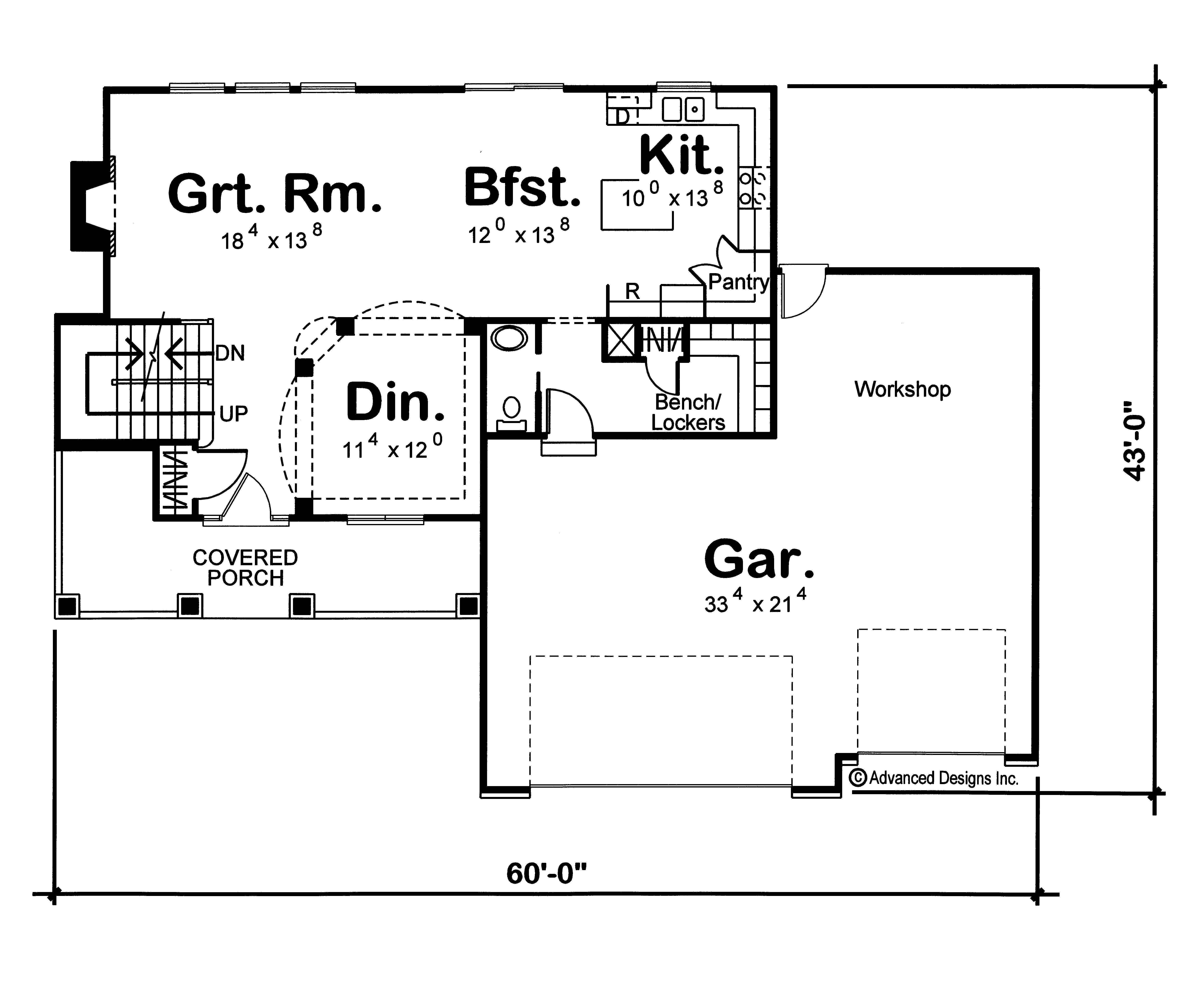 Floor Plan First Story of Craftsman Plan #100-1175