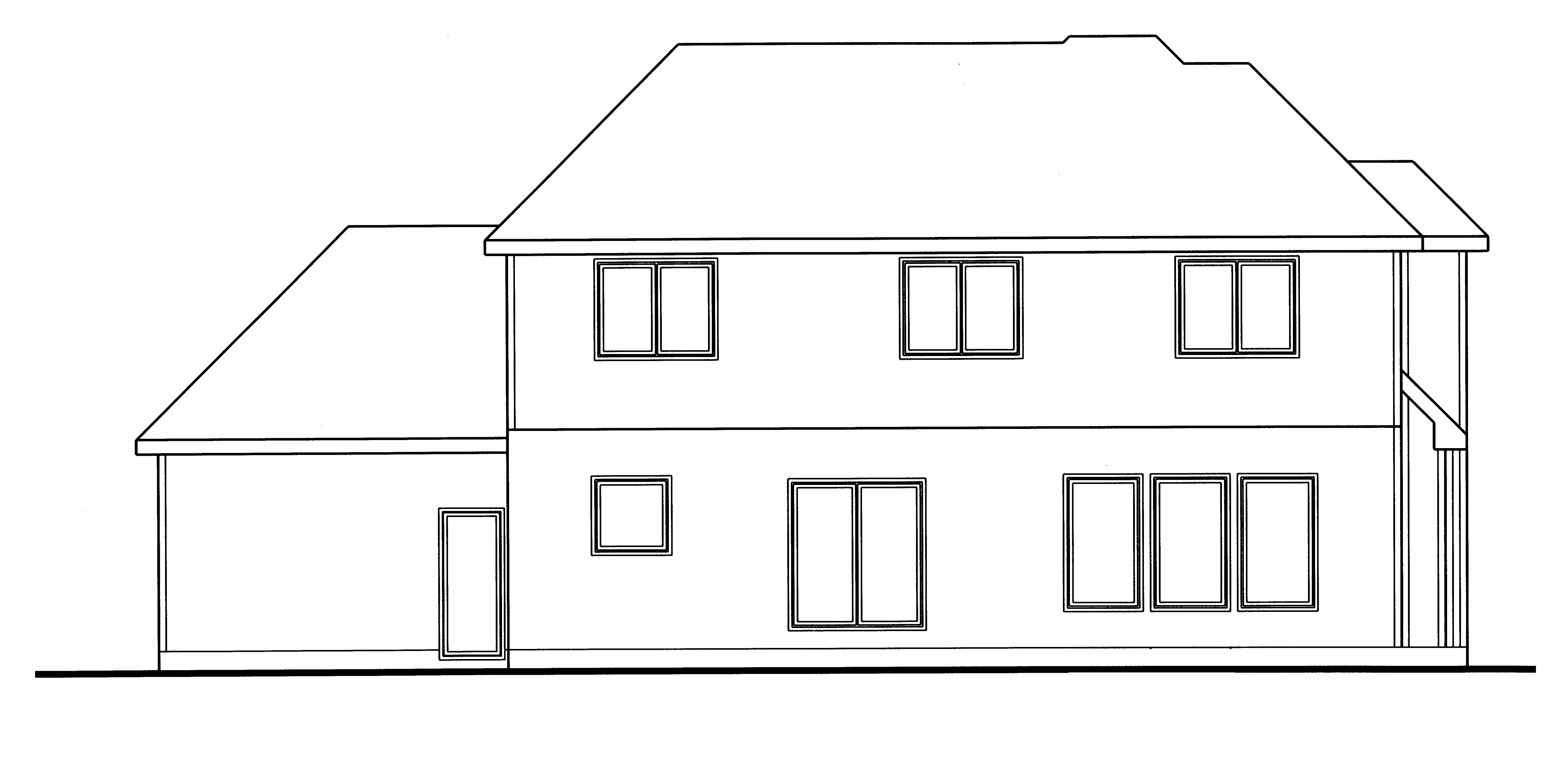 Home Plan Rear Elevation of this 4-Bedroom,2177 Sq Ft Plan -100-1175