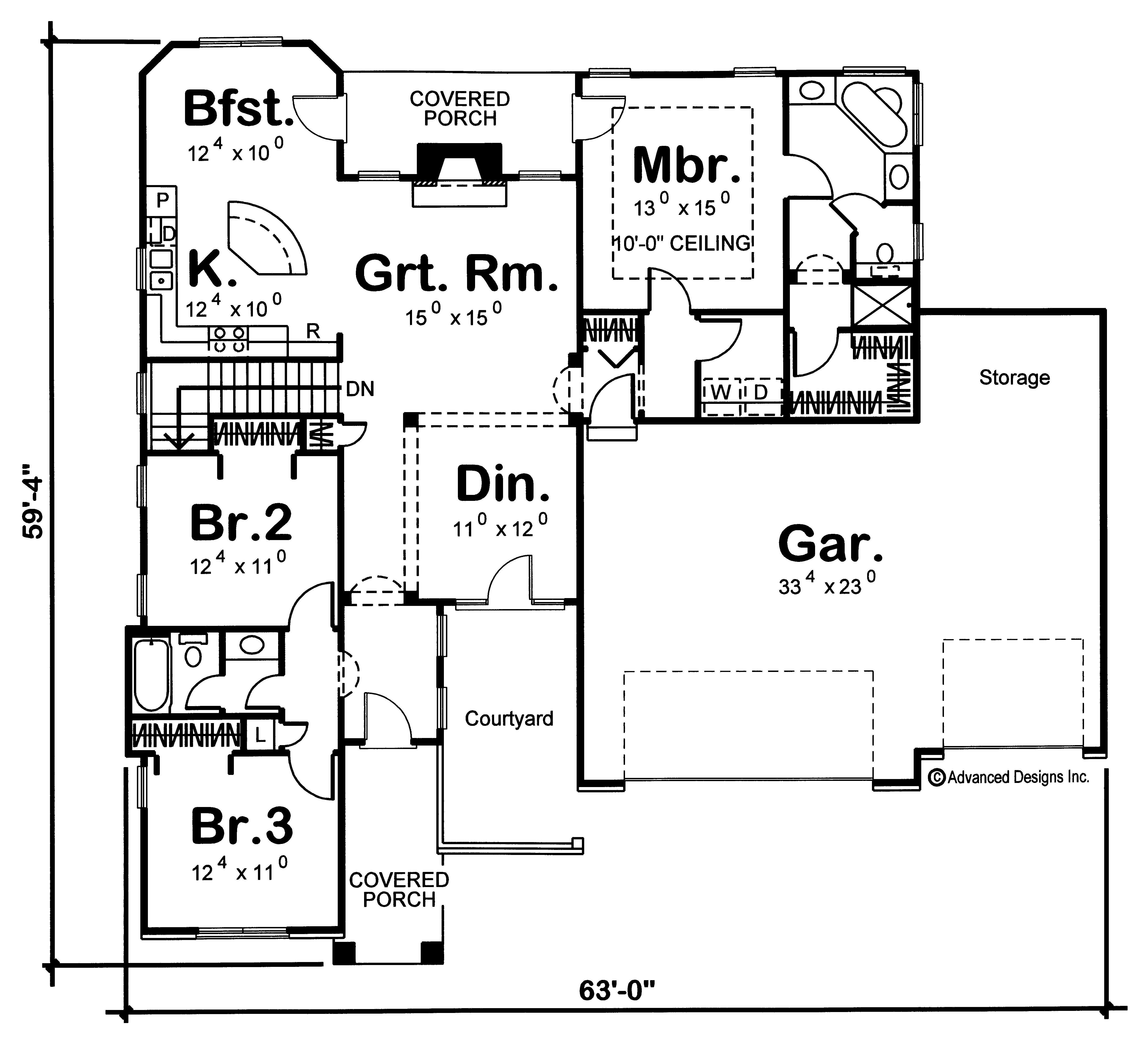 Floor Plan First Story of Mediterranean Plan #100-1179