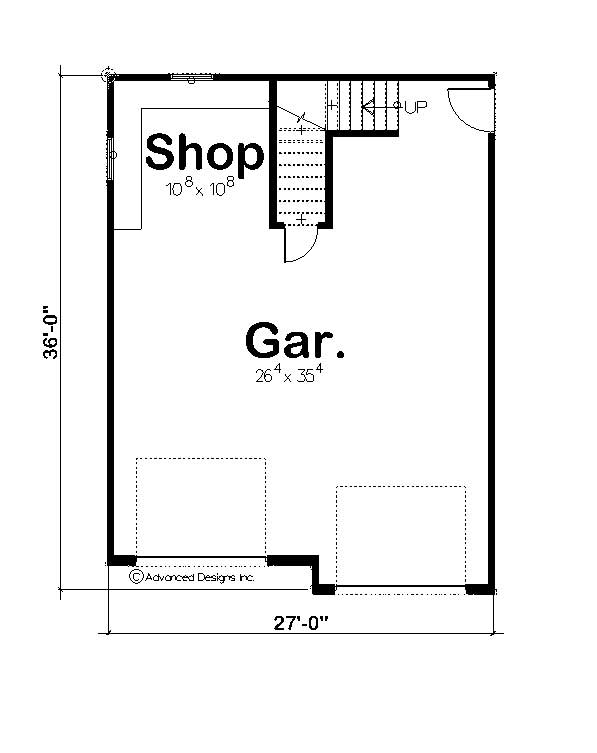 Floor Plan First Story of Garage Plan #100-1181