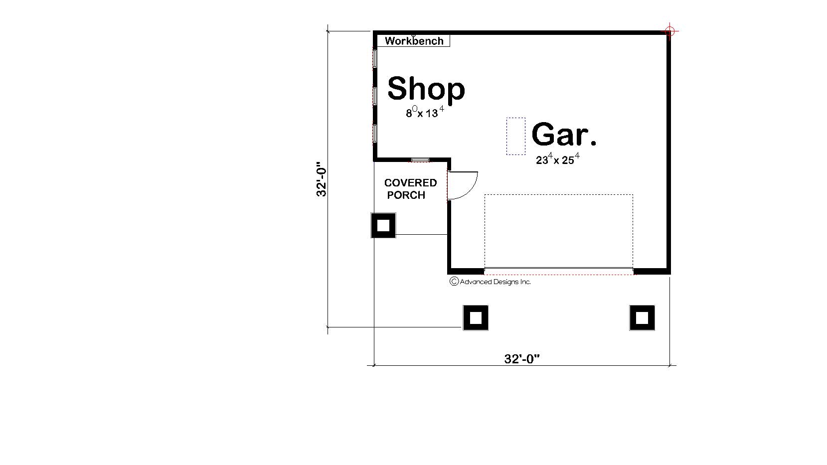Floor Plan First Story of Garage Plan #100-1182