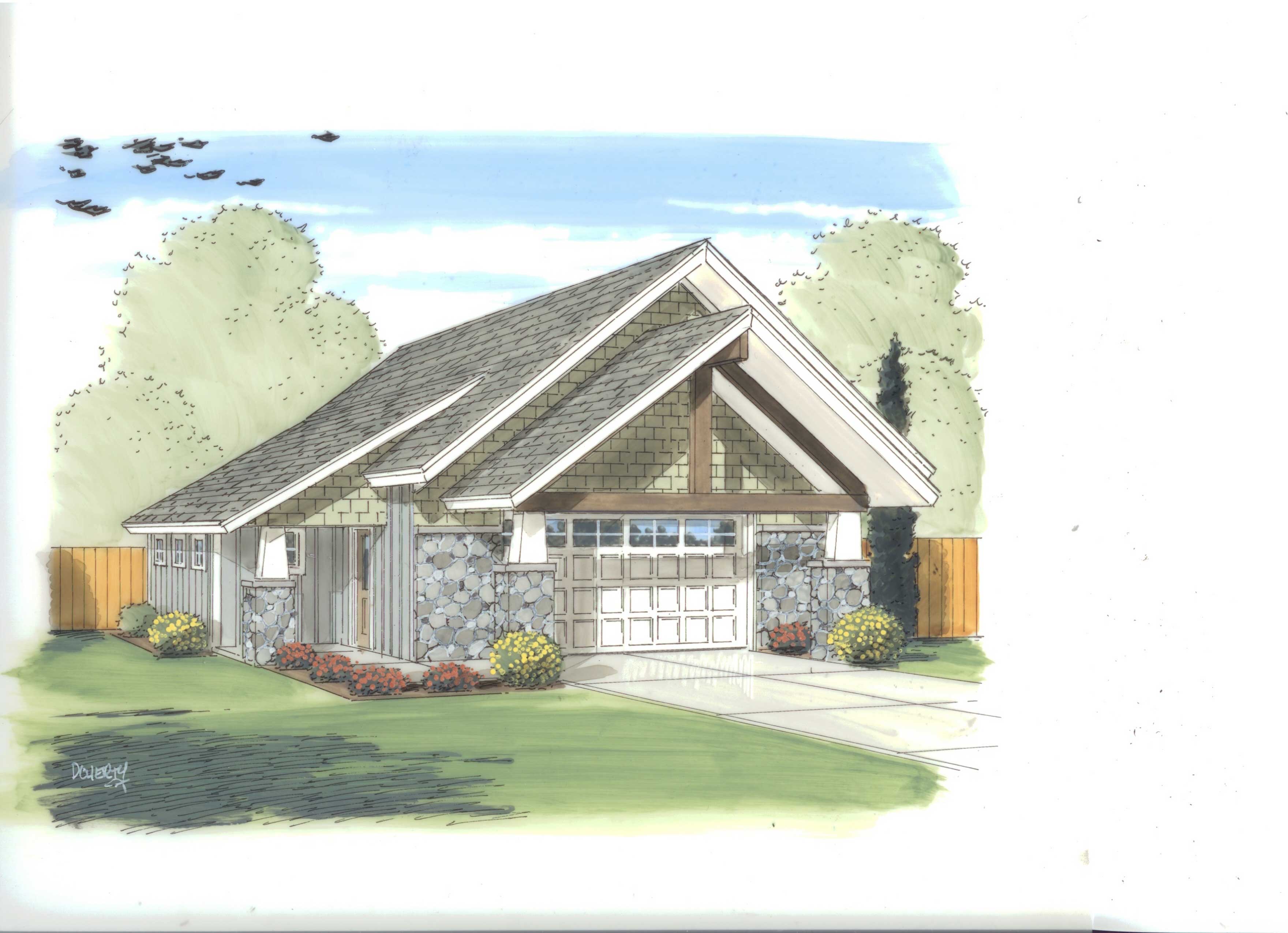 This set of Garage Plans has 591 square feet with a workshop