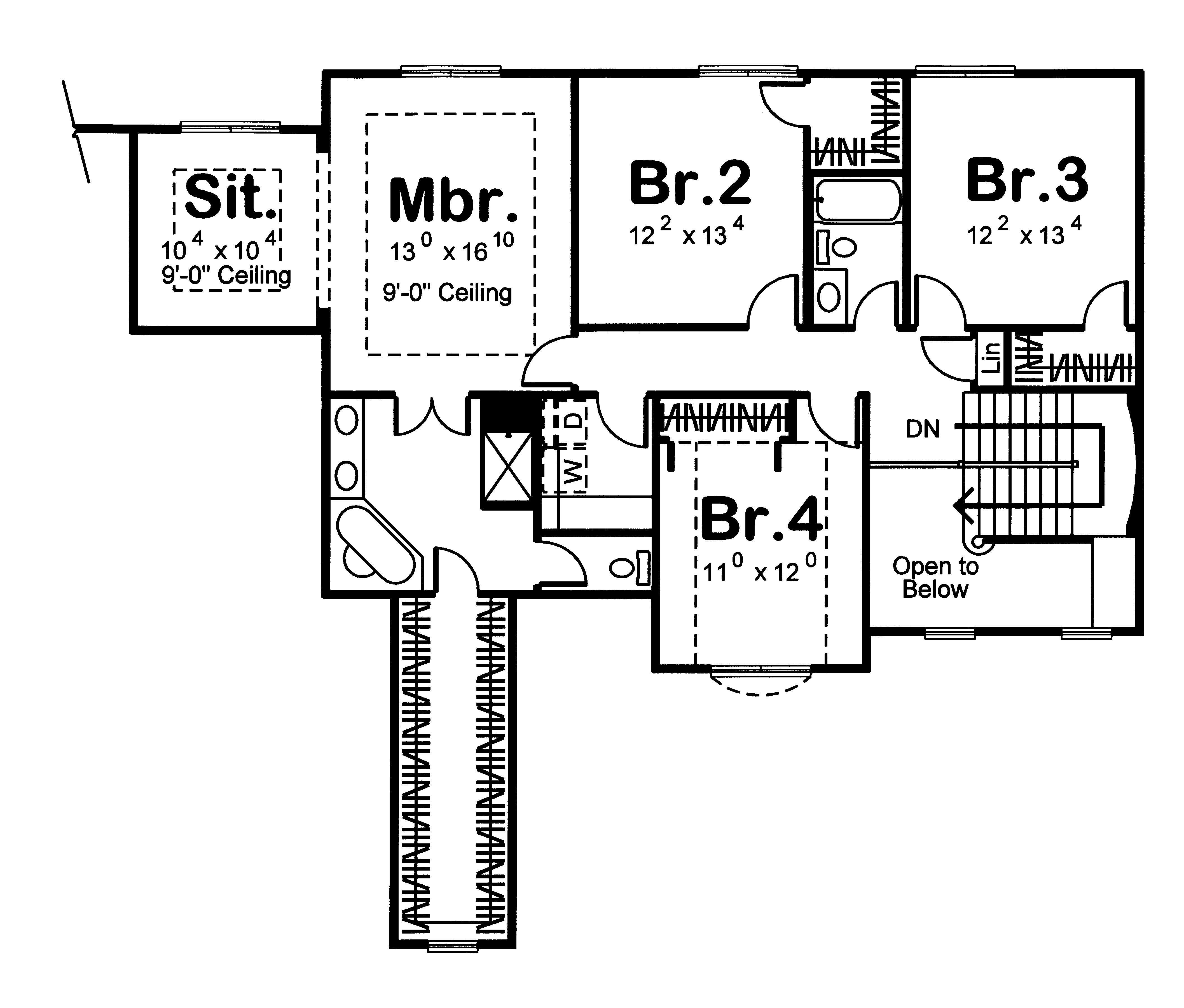 Floor Plan Second Story of Country Plan #100-1183
