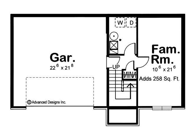 Floor Plan Basement of Multi-Level Plan #100-1191