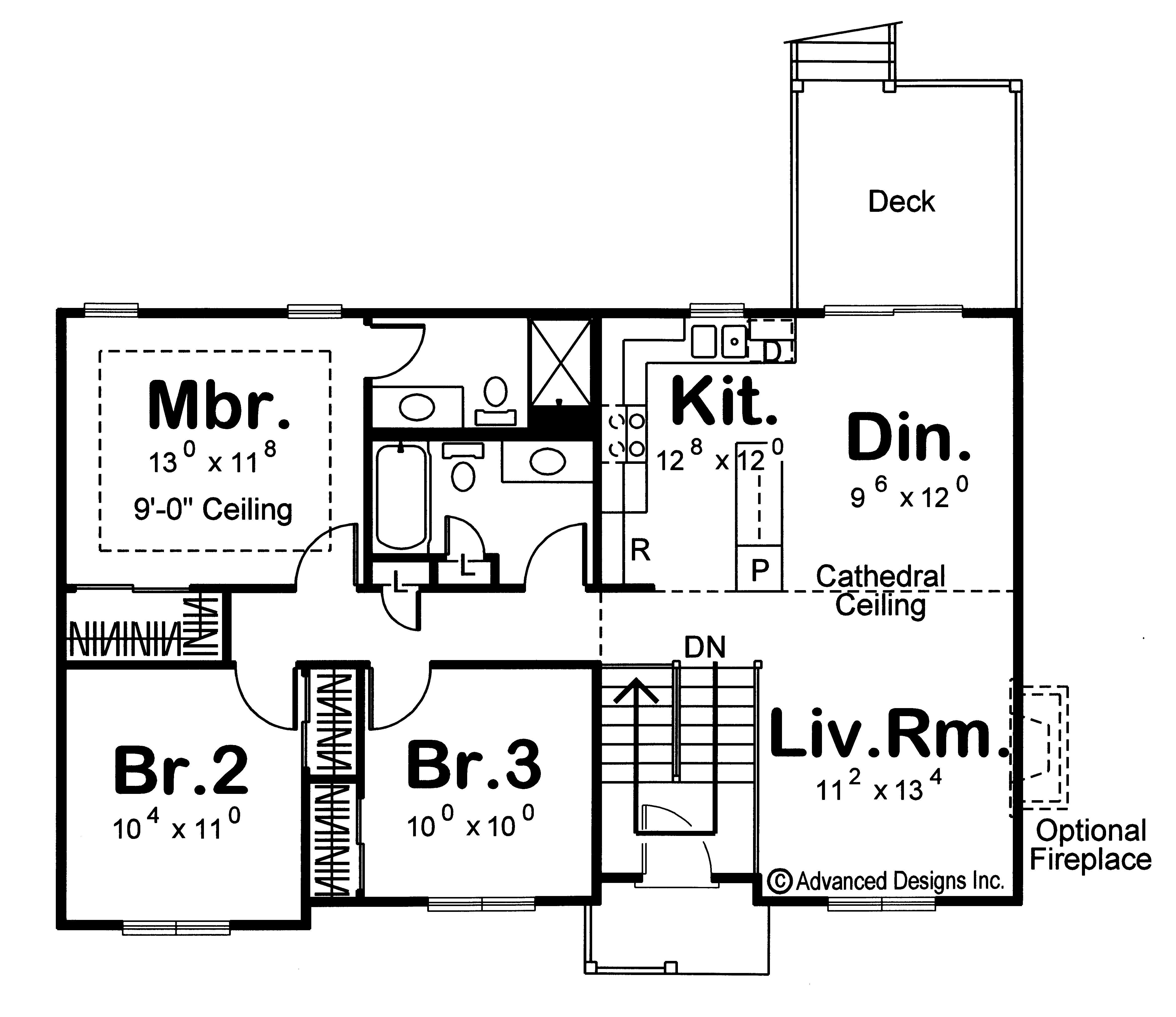 Floor Plan First Story of Country Plan #100-1192