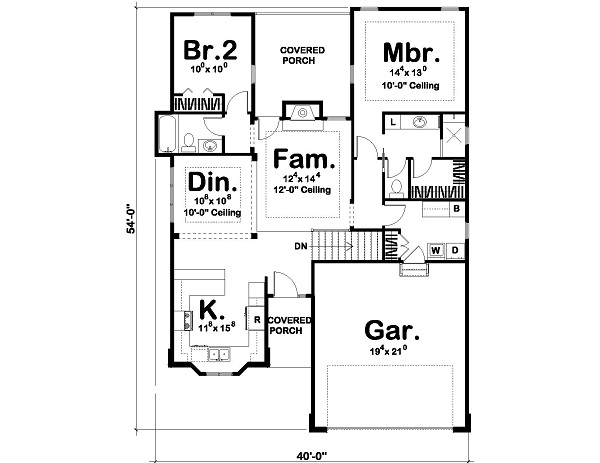 Floor Plan First Story of Country Plan #100-1194