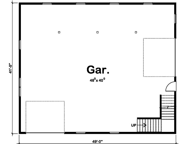 Floor Plan First Story of Garage Plan #100-1197