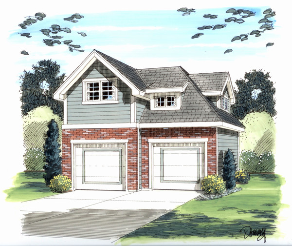 Front elevation of Garage (ThePlanCollection: House Plan #100-1200)