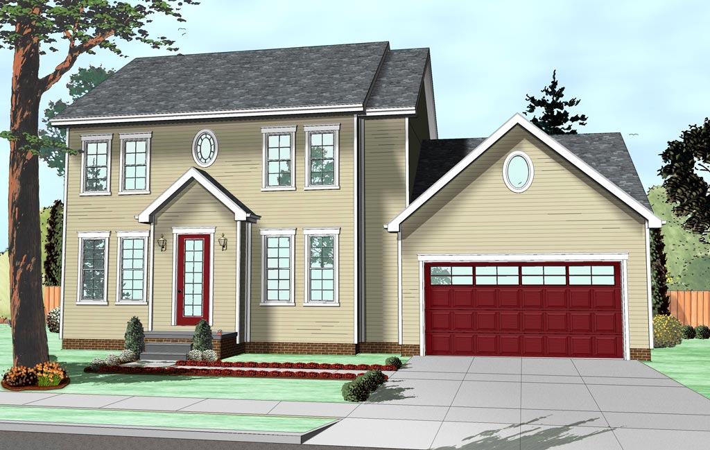 Front elevation of Colonial home (ThePlanCollection: House Plan #100-1201)