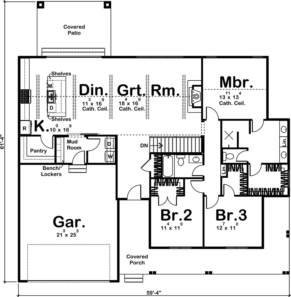 Floor Plan First Story of Ranch Plan #100-1202