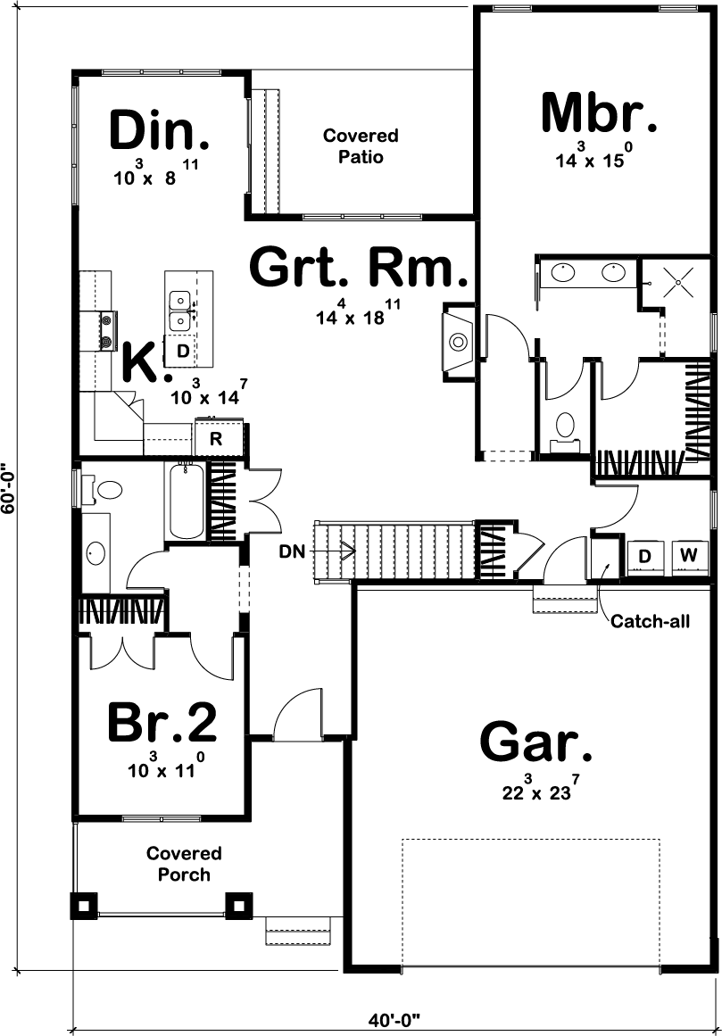 Floor Plan First Story of Craftsman Plan #100-1205