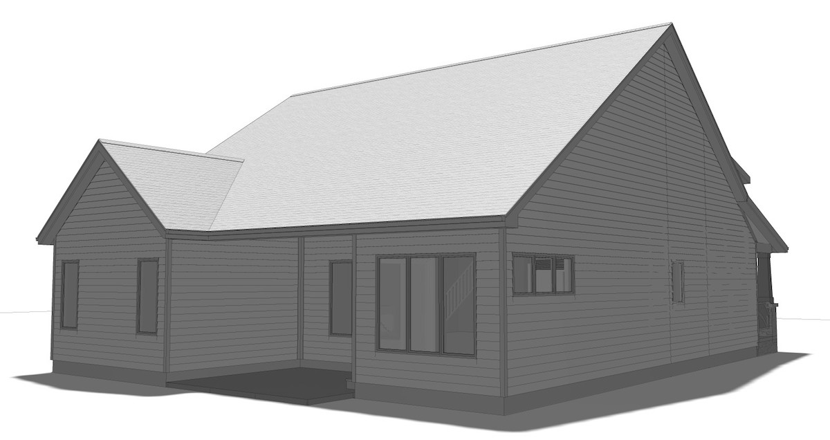 Home Plan Rear Elevation of this 2-Bedroom,1440 Sq Ft Plan -100-1205