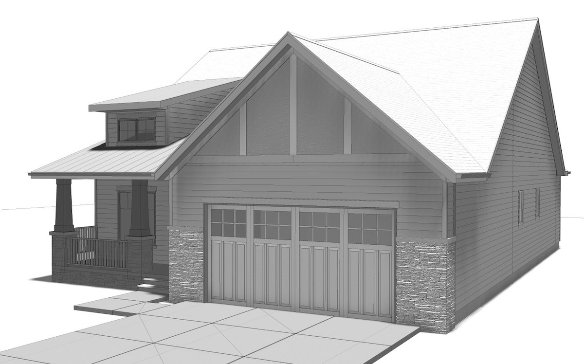Home Plan Right Elevation of this 2-Bedroom,1440 Sq Ft Plan -100-1205
